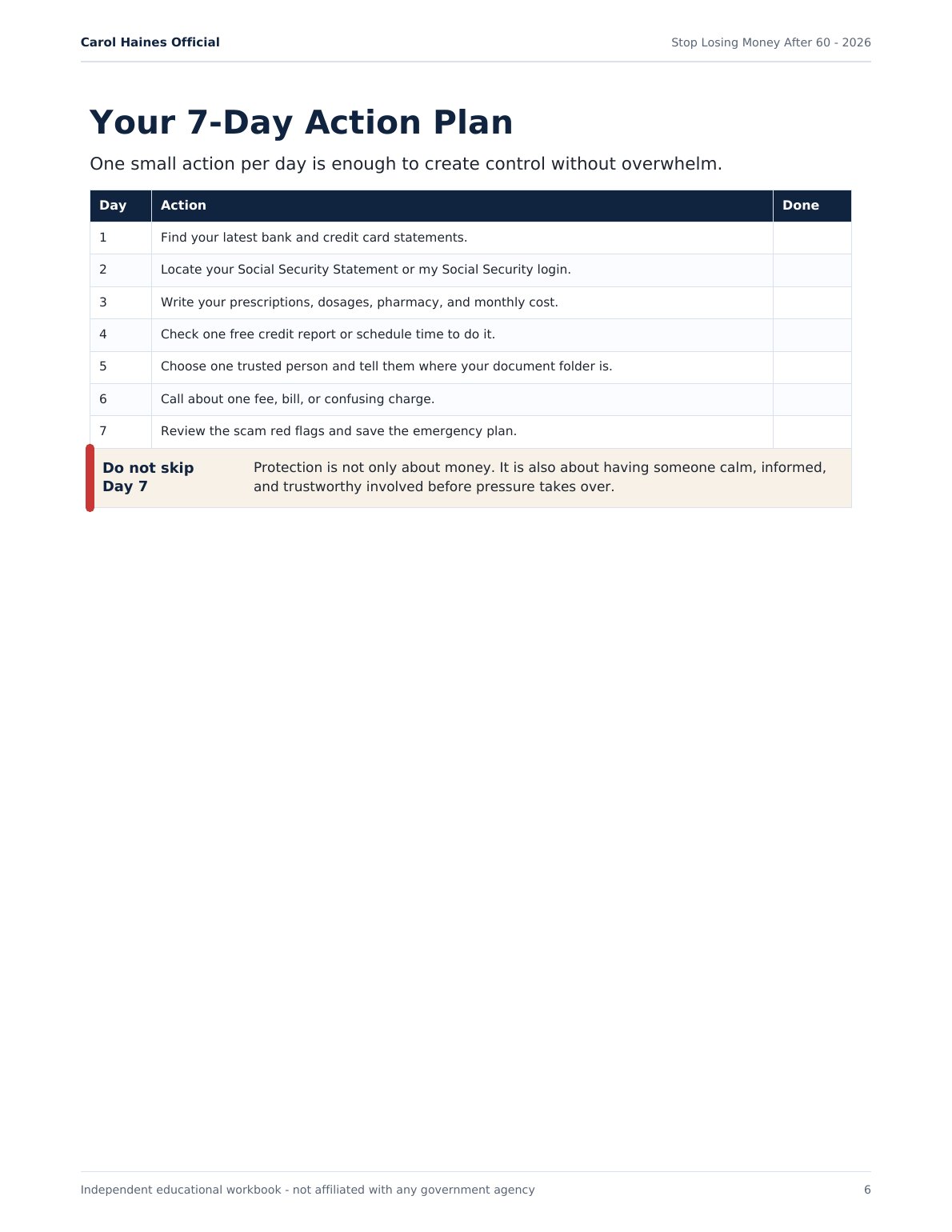 Checklist page preview